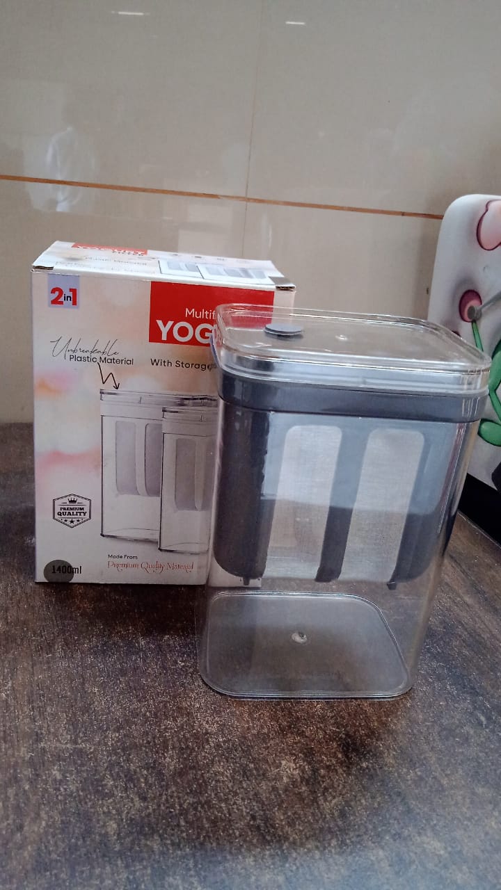 Yogurt strainer placed in kitchen setting ready for use