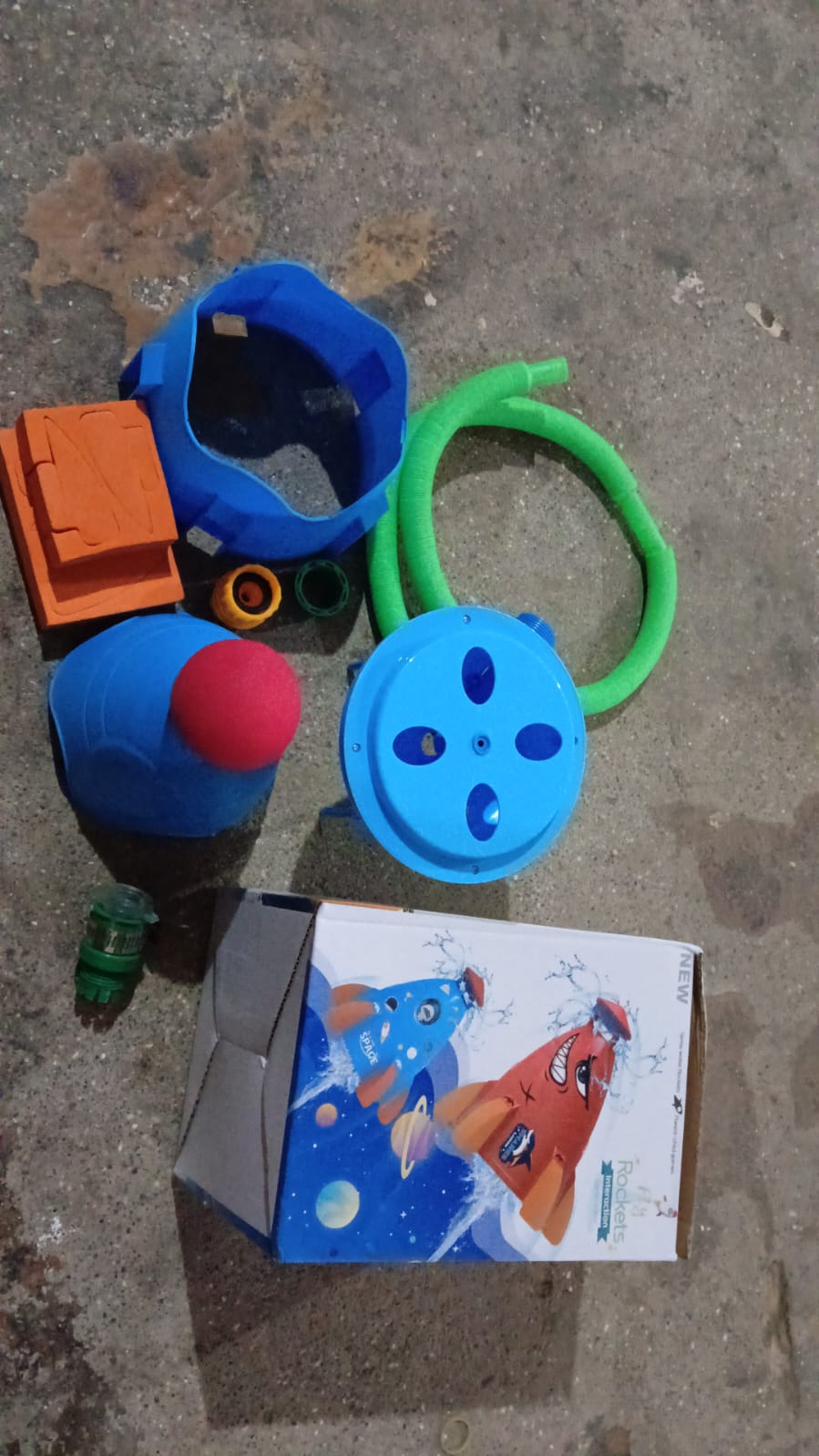 Side view of the water rocket sprinkler, showing its durable design.