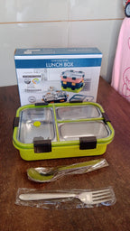 Top view showcasing the transparent, leak-proof layered lids of the tiffin box.