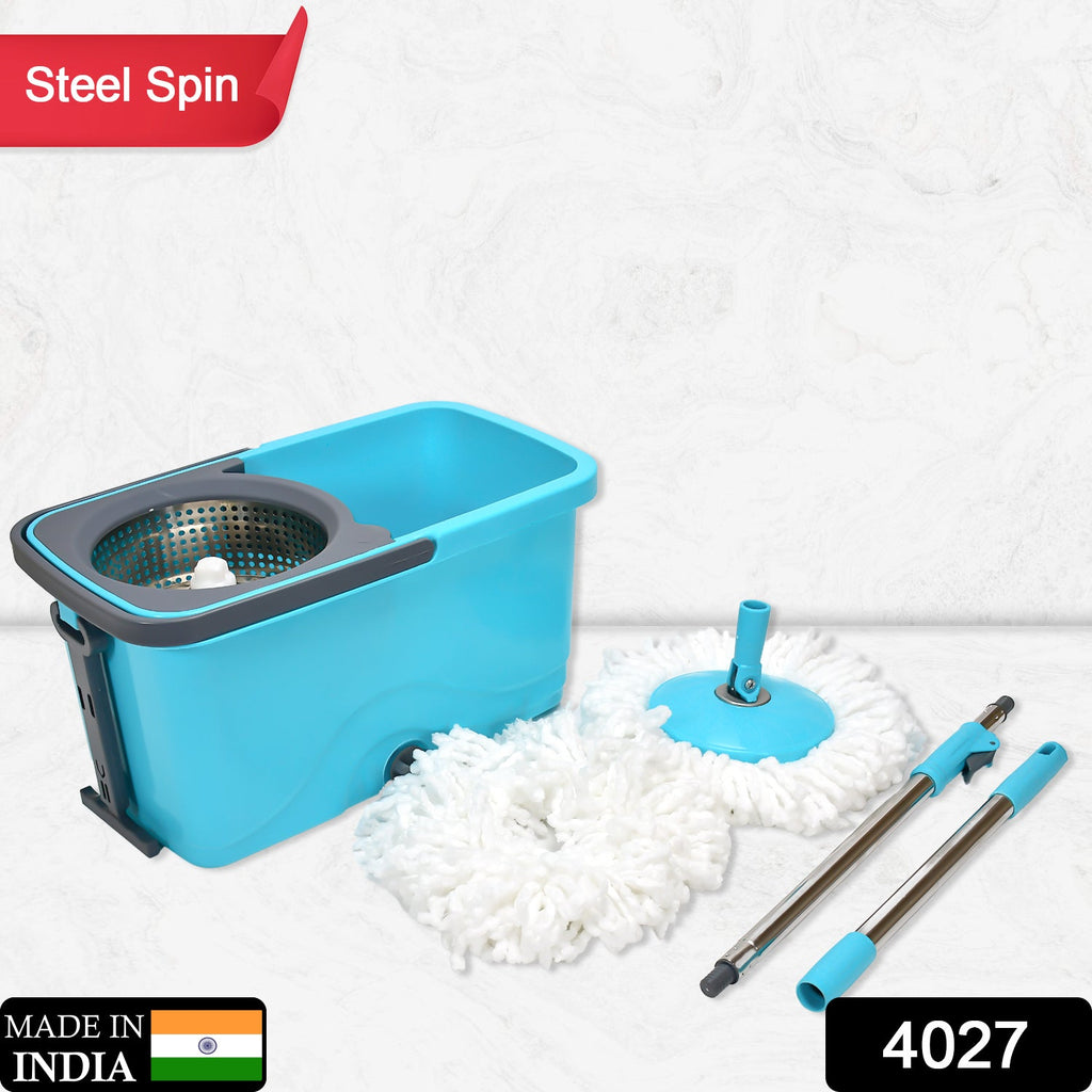 Close-up of the durable plastic spin mop bucket with foot pedal.
