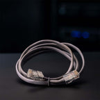 Side view of 1.5 meter Ethernet LAN Cable with RJ45 connectors
