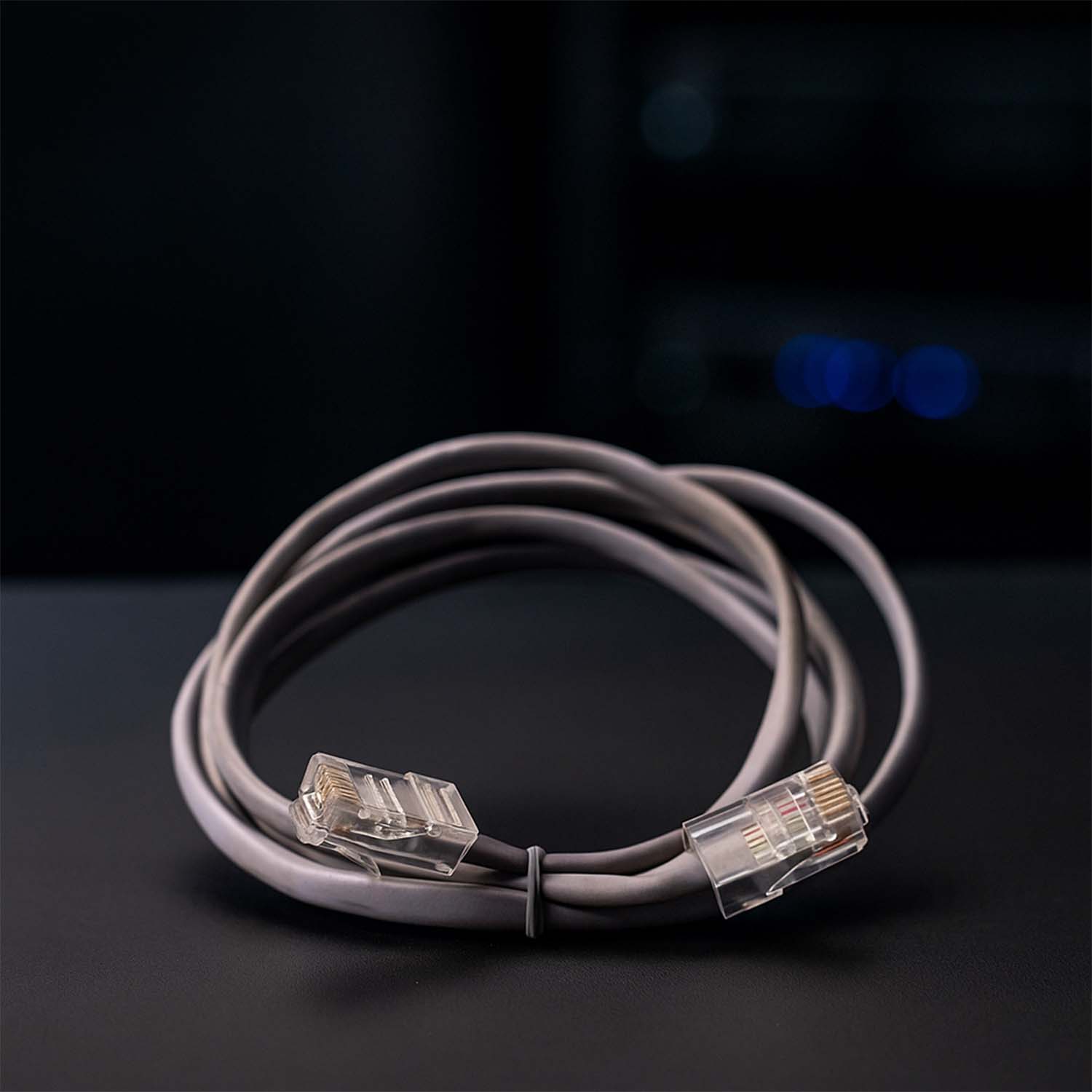 Side view of 1.5 meter Ethernet LAN Cable with RJ45 connectors
