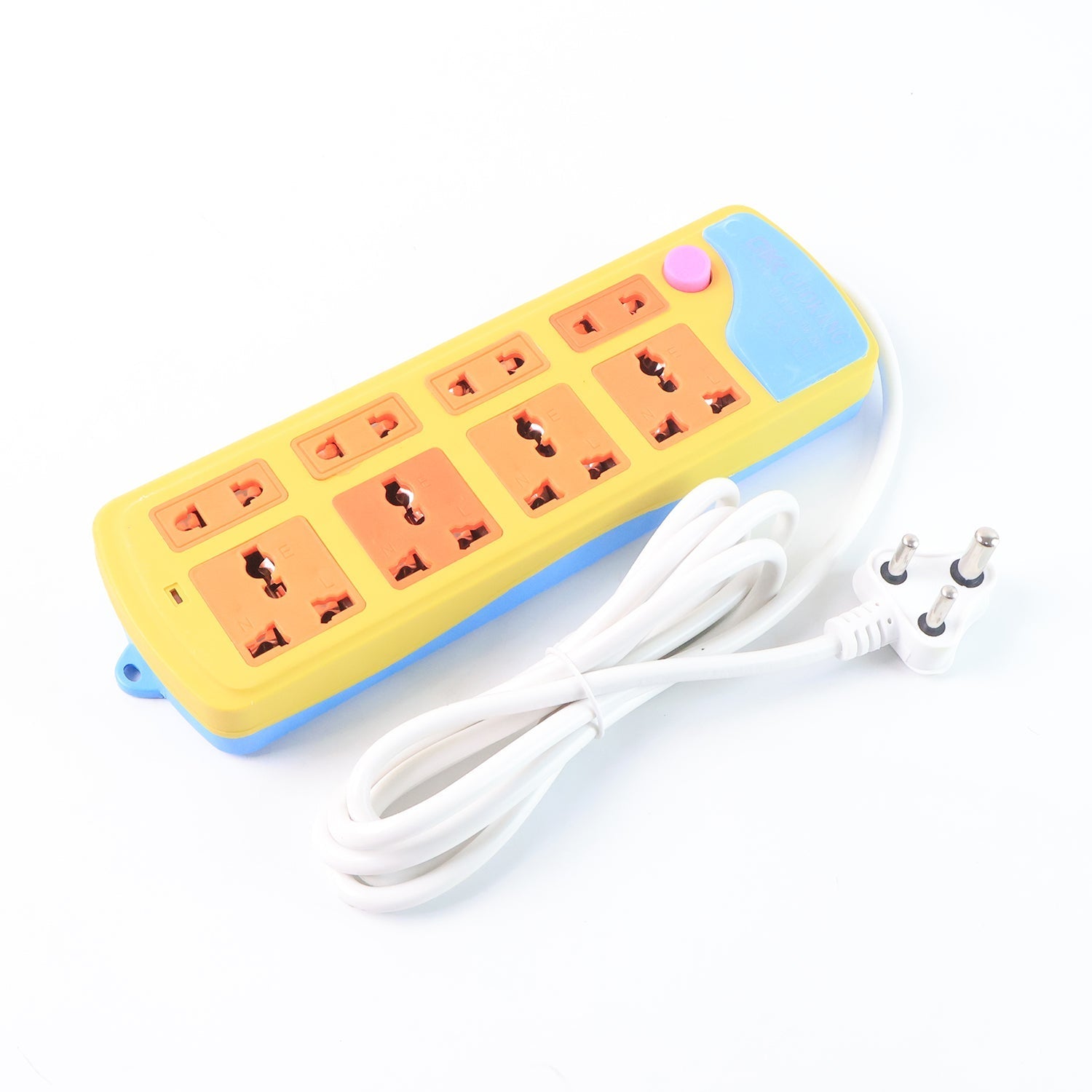 Multi plug socket extension strip with color-coded groups for easy use