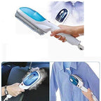 User holding the Portable Garment Steamer, highlighting its ease of use.