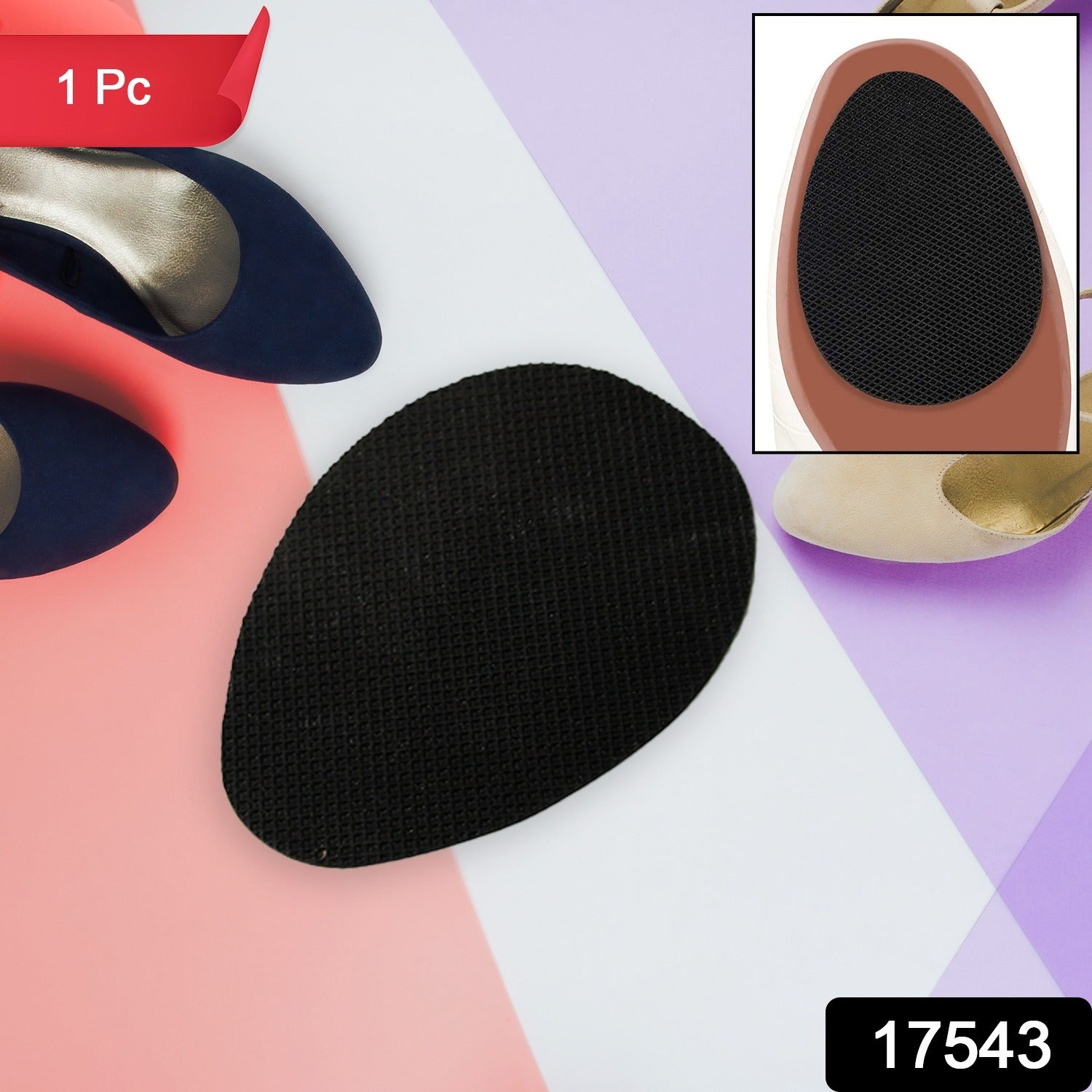 Close-up view of the strong adhesive backing on the Non-Slip Shoe Pads for easy application.