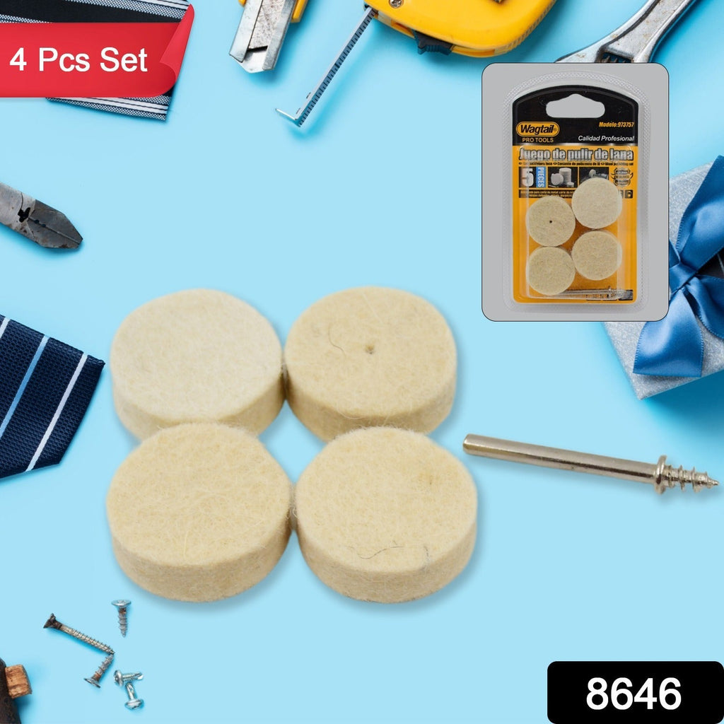 Close-up view of various shapes of wool felt polishing pads for intricate work.