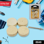 Close-up view of various shapes of wool felt polishing pads for intricate work.