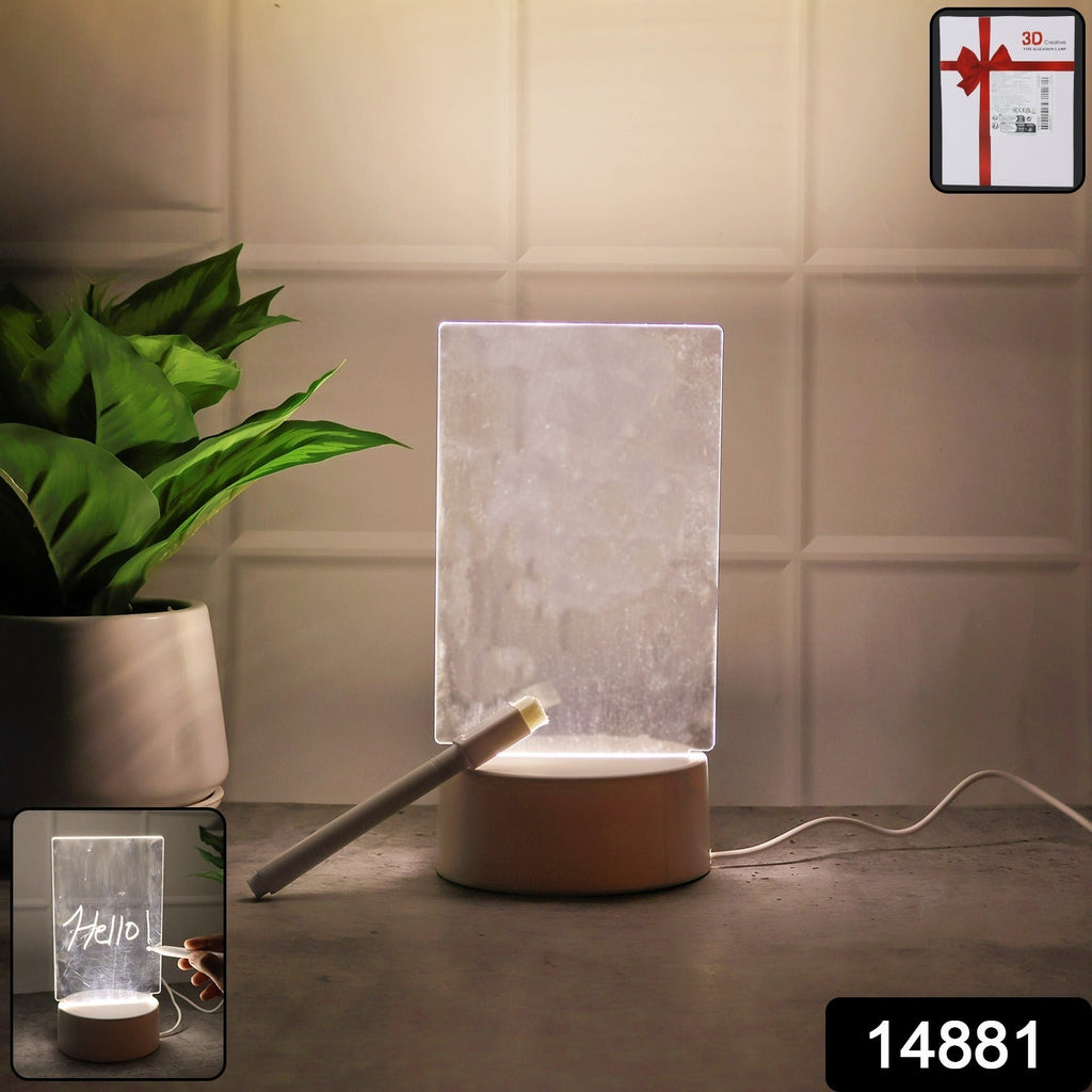 Soft glowing LED night lamp on bedside table creating ambient lighting
