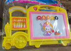 Packaging of the educational bus shape drawing board for kids.