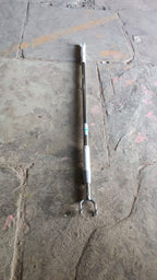 Detailed view of the sturdy hook on the telescopic clothes hanger pole.