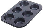 Non-stick muffin tray showing its robust construction and multiple slots.