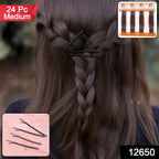 Close-up view of black hair bobby pins showing smooth rounded tips