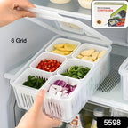 Stackable fridge storage containers in a clean refrigerator, showcasing efficient kitchen organization.