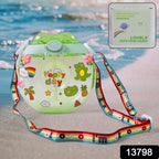 Close-up of the cute green Donut Water Bottle showing its unique shape and convenient handle.