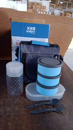 Versatile Lunch Box Set for office or school use, shown from different angles.