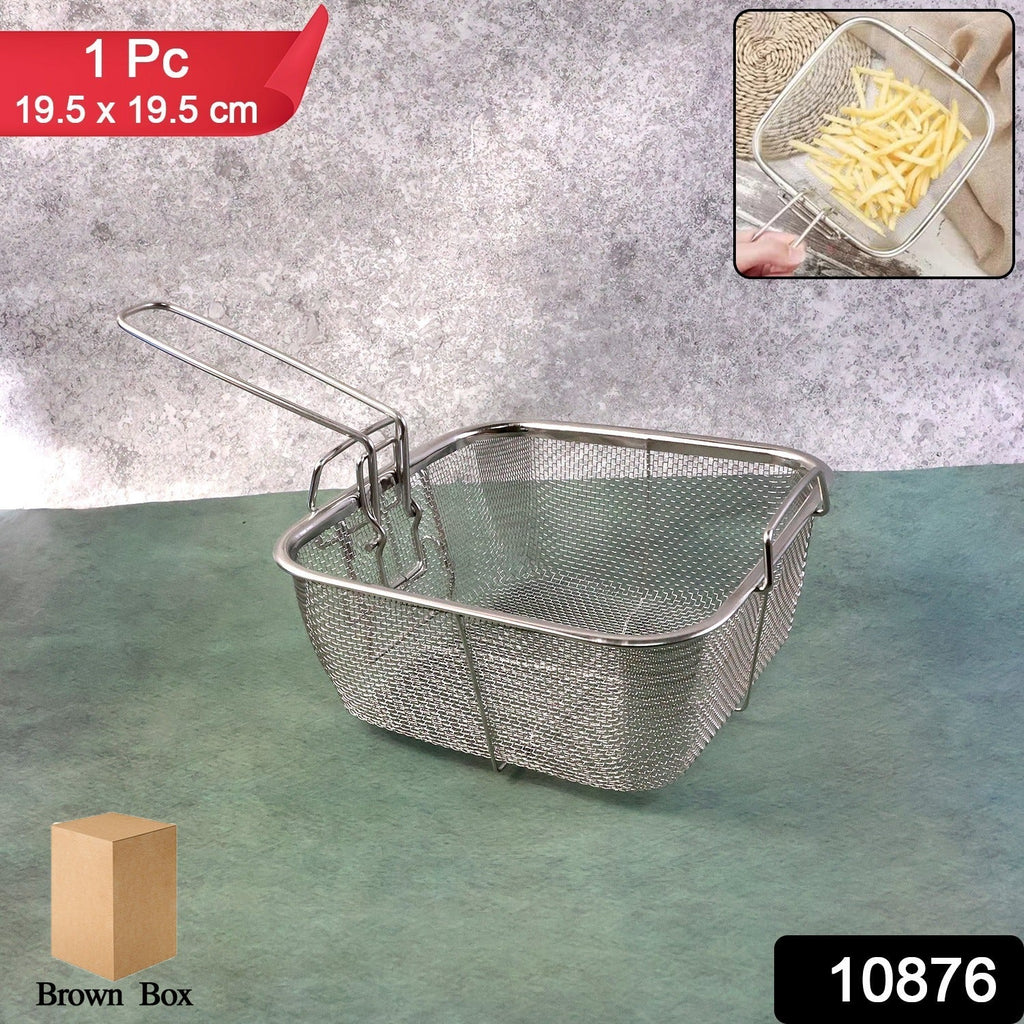 Square mesh deep fryer kitchen basket for oil draining