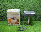 Packaging for the Quickslice handy chopper, highlighting its key features.