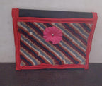 Textured detail of the durable fabric used for the foldable hanging organizer.