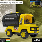 Child happily playing with the durable friction-powered toy truck in a home setting.