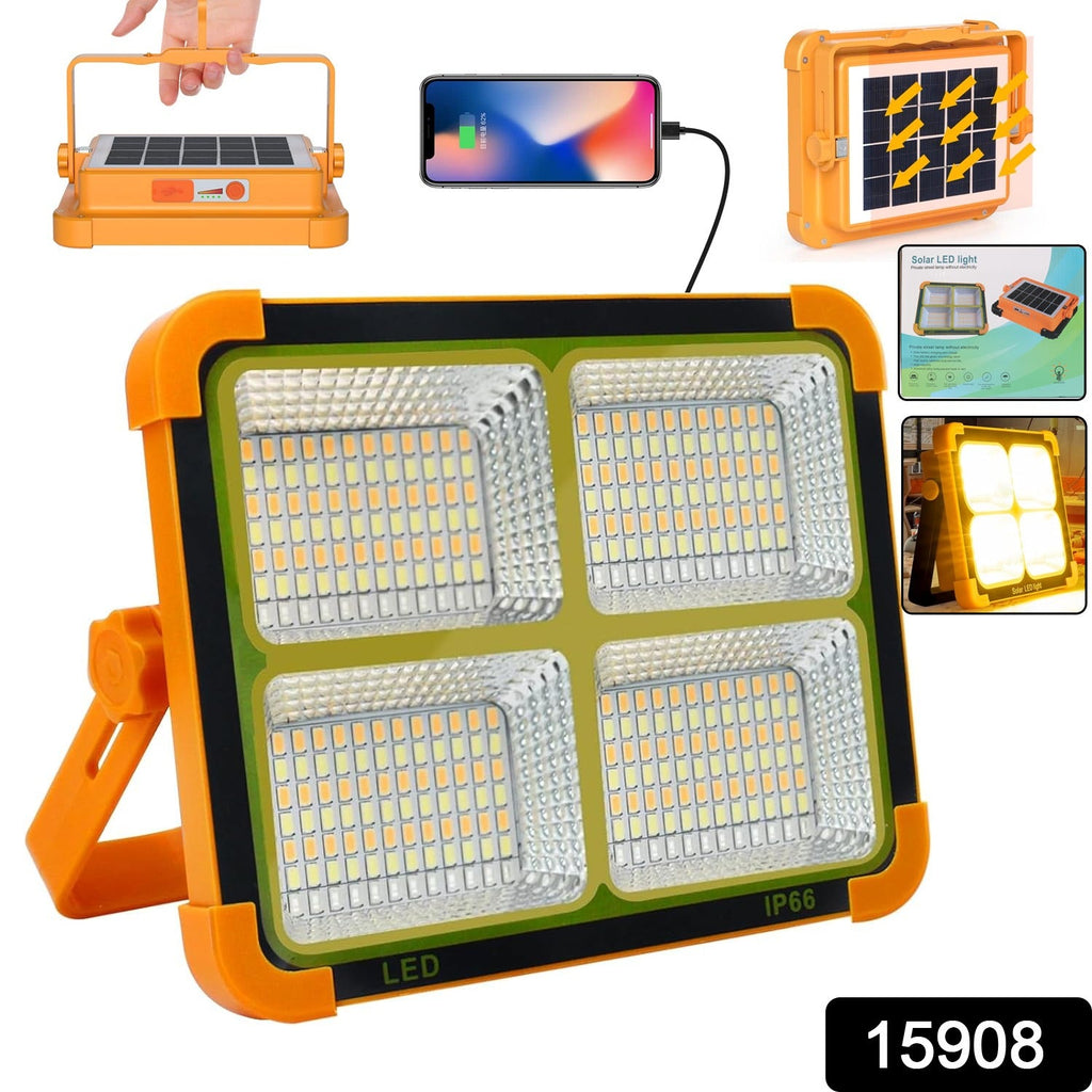 Solar LED Flood Light in use outdoors illuminating a garden area