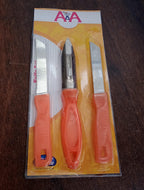 The complete 3-in-1 Stainless Steel Kitchen Knife Set showcased in a modern kitchen environment.