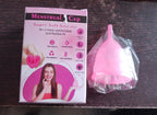 Diagram illustrating the proper use of a reusable menstrual cup.