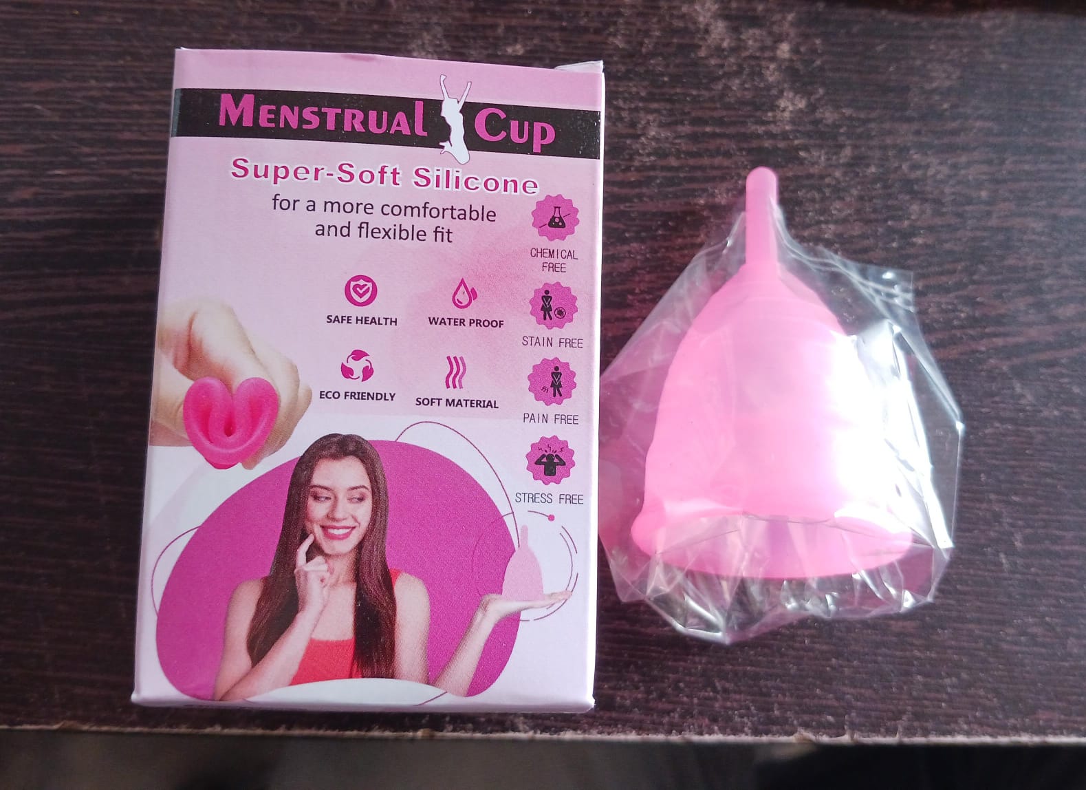 Diagram illustrating the proper use of a reusable menstrual cup.