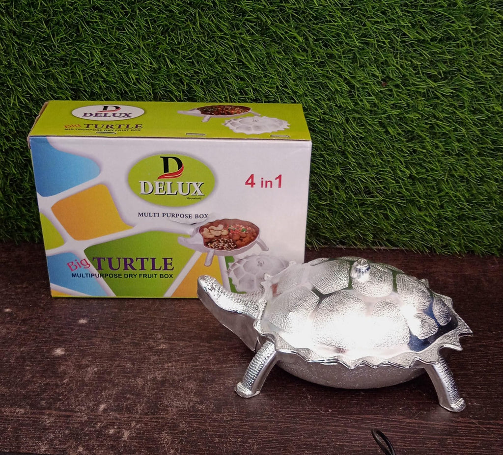 Multipurpose tortoise-shaped box for gifting and dry fruit storage.