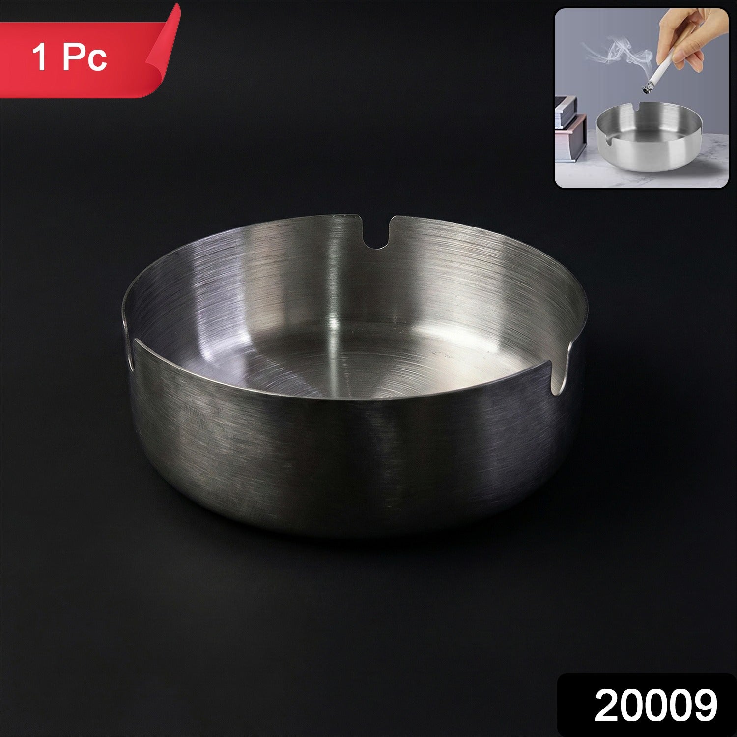 Steel cigarette smoke collection bowl with stable base design