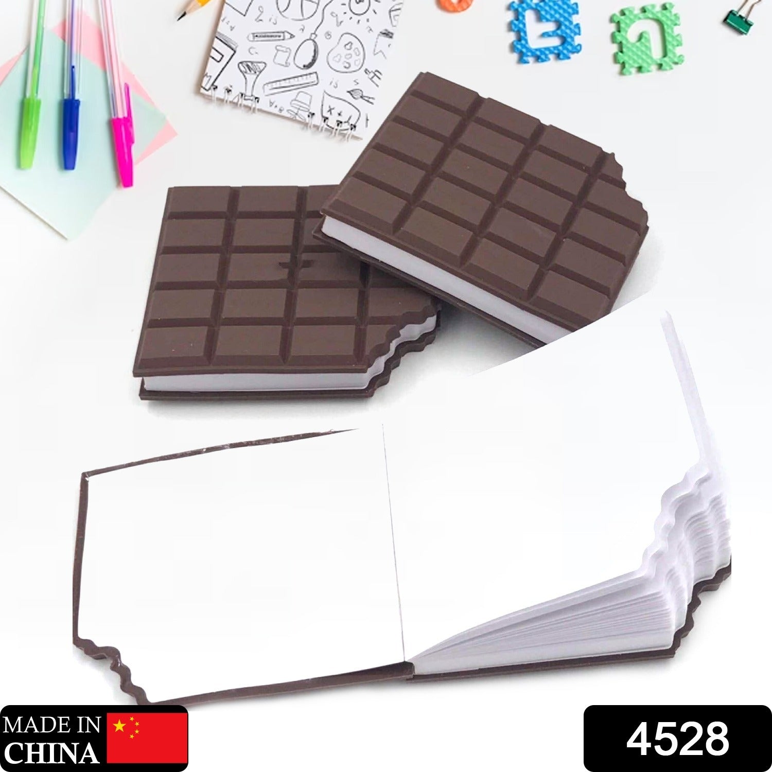 Open chocolate scented diary showing its plain pages, ready for writing.