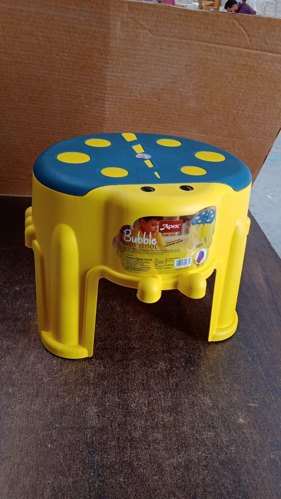 Close up of bubble-textured non-slip seat surface on kids step stool