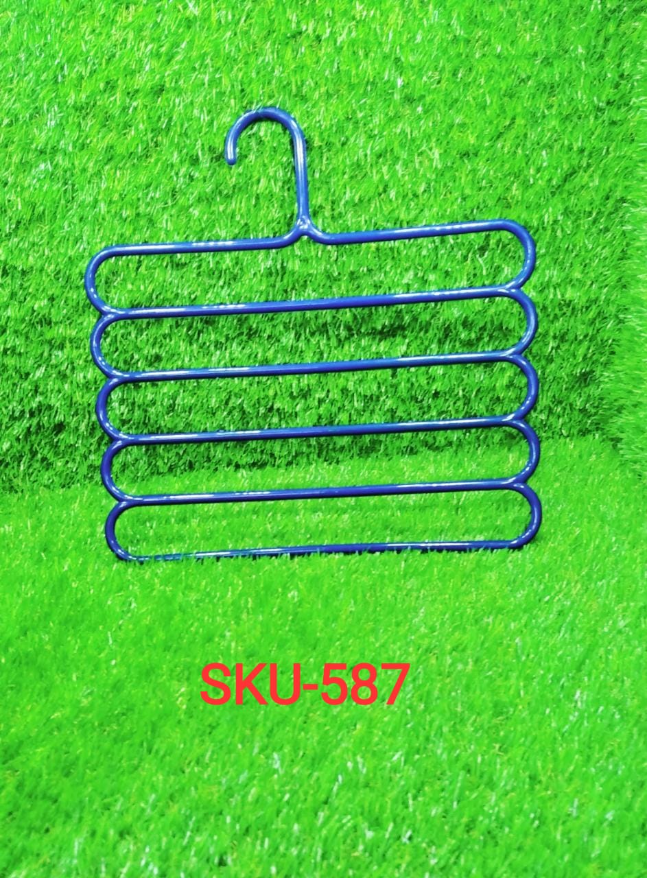 Practical design of the 5-layer plastic hanger, showcasing its utility for small spaces.