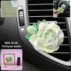 Rose flower car air freshener clip attached to AC vent, freshening air