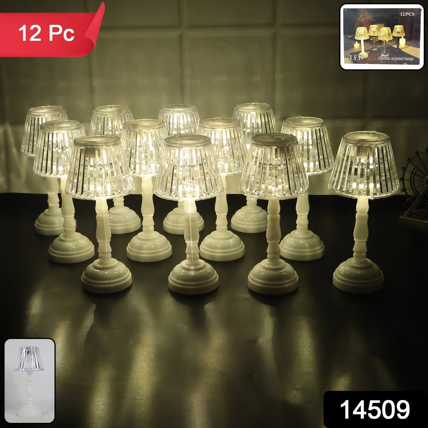 Decorative crystal effect LED table lamp enhancing home ambience