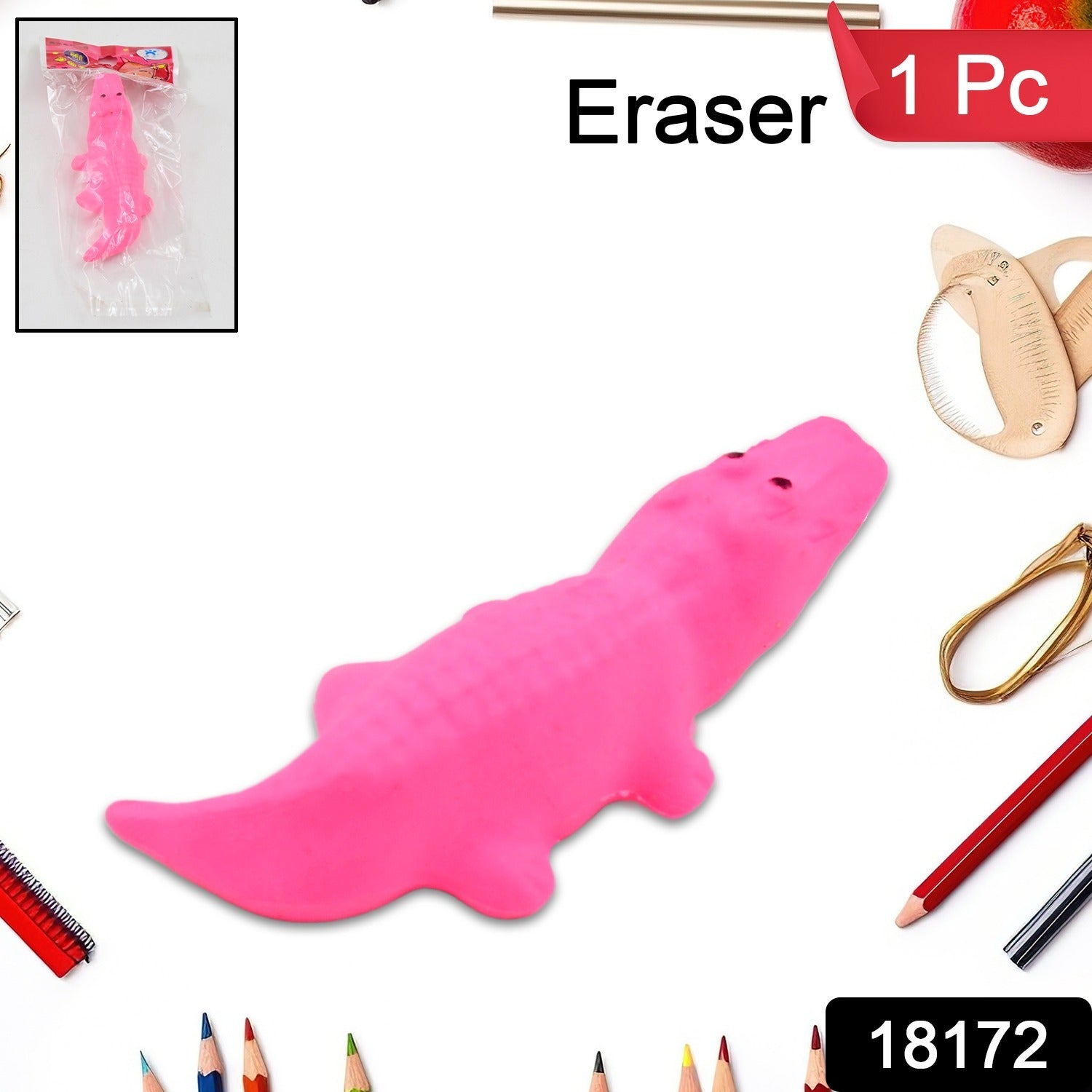 Close-up of a cute animal eraser with intricate details, showcasing its design.