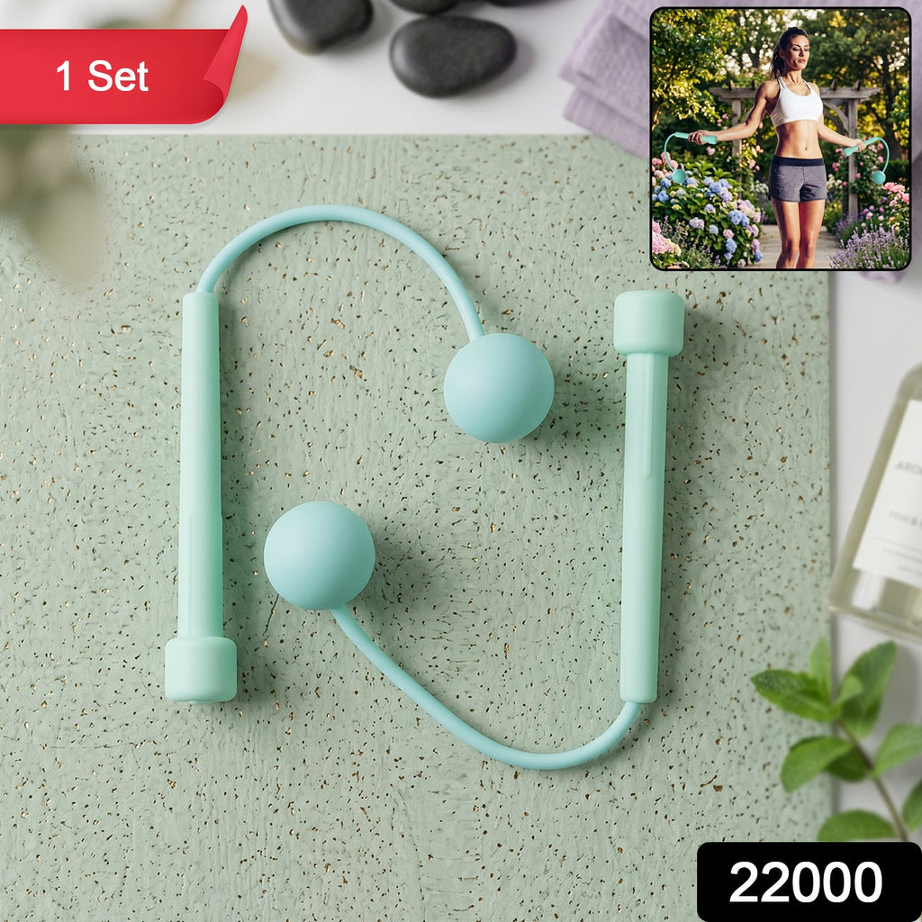 Weighted cordless jump rope fitness tool with ergonomic handles