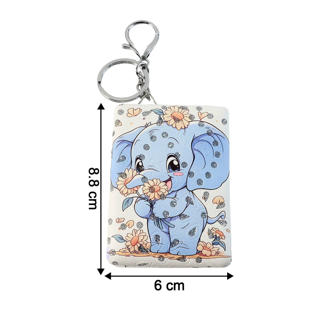 Foldable compact handheld mirror keychain open for use