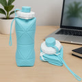 600ml collapsible silicone water bottle folded for easy portability