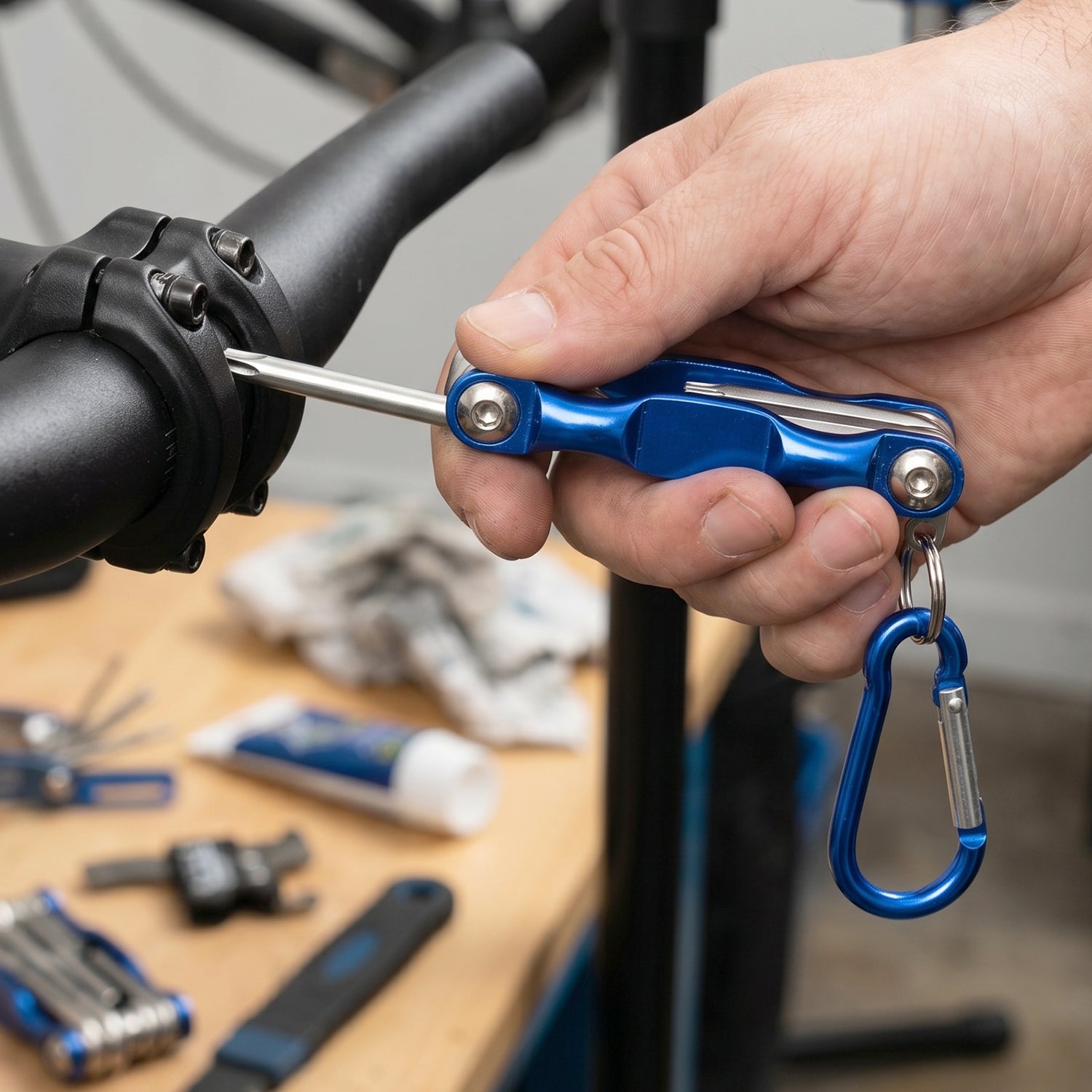 Multi tool kit open displaying various repair tools