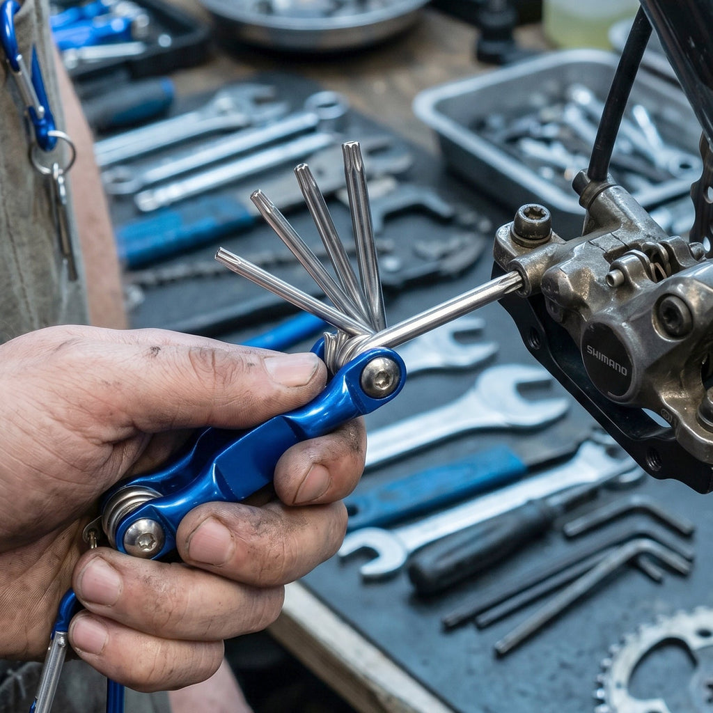 Foldable cycling multi tool extended with hex keys