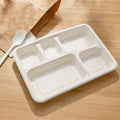 Natural color compostable lunch plate displaying five meal sections