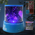 Rotating LED Star Projector Night Light with music function and celestial display.