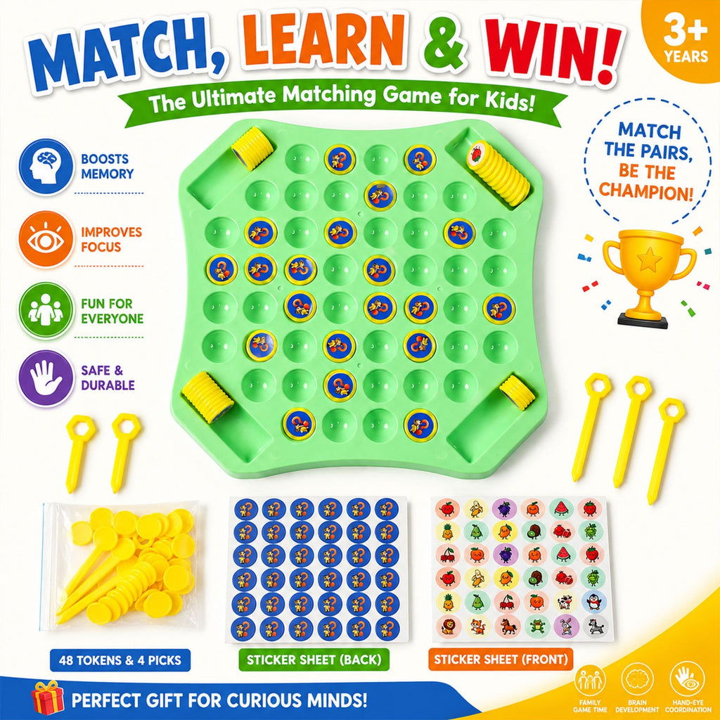 Child playing the educational flip and match memory puzzle game