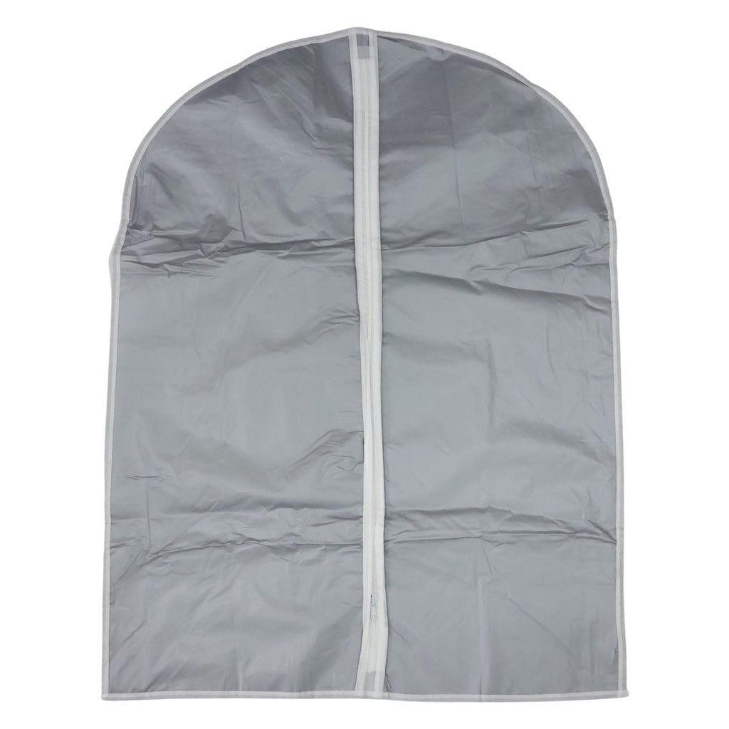 Hanging garment covers protecting clothes inside a closet