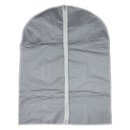 Hanging garment covers protecting clothes inside a closet