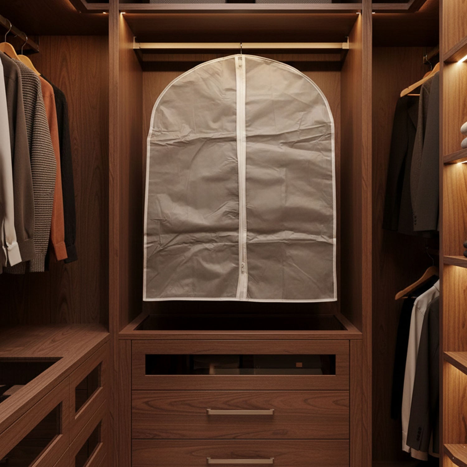 Dust-resistant breathable garment cover safeguarding formal wear