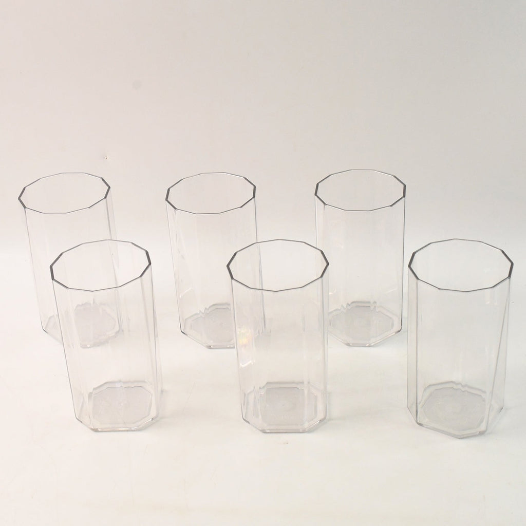 Elegant hexagonal cut unbreakable water tumbler plastic glass set
