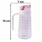Dimensions of 500ml glass oil dispenser with auto-flip lid and side handle