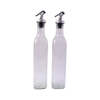 Elegant tall square glass oil dispensers ideal for countertop storage