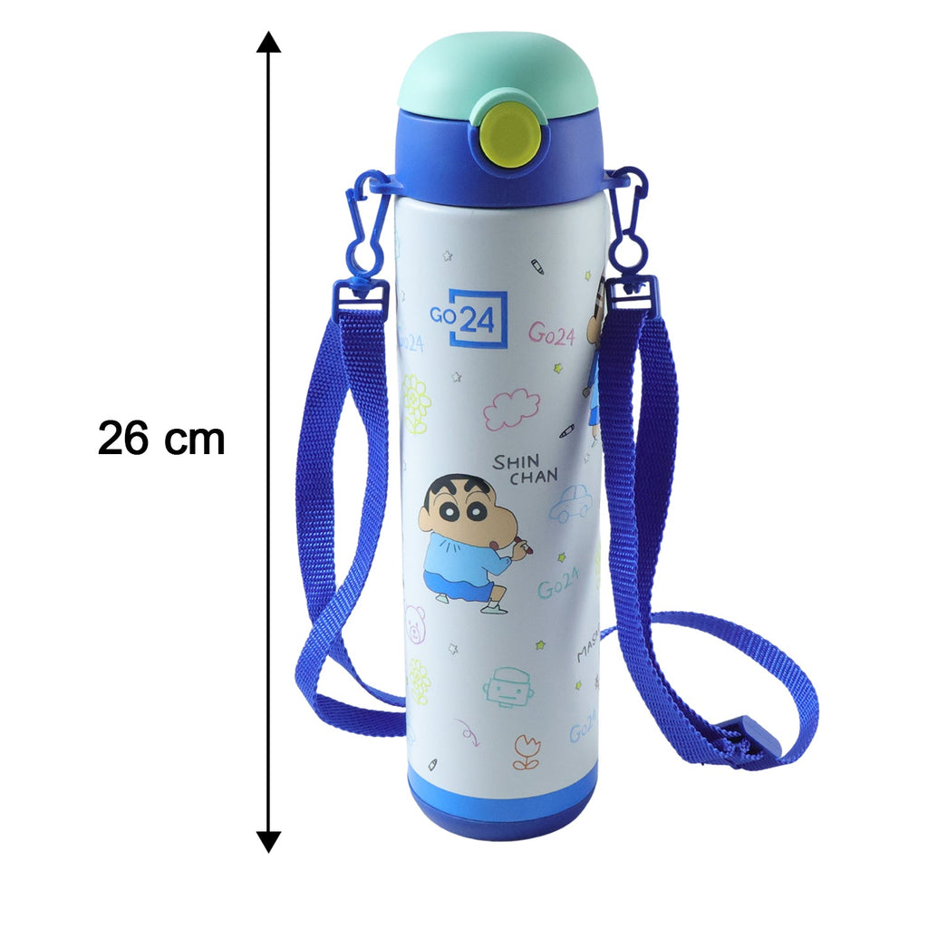 Leakproof kids stainless steel water bottle with adjustable strap